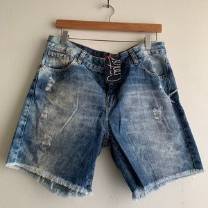 CANTÃO Brazil Bermuda Jeans Shorts Desfiada Stone - BR 42 / US 8 - Eco Friendly!